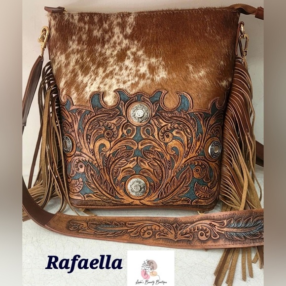 Rafaella Brown and Tan Leather Fringe Bag (H) - Picture 2 of 10